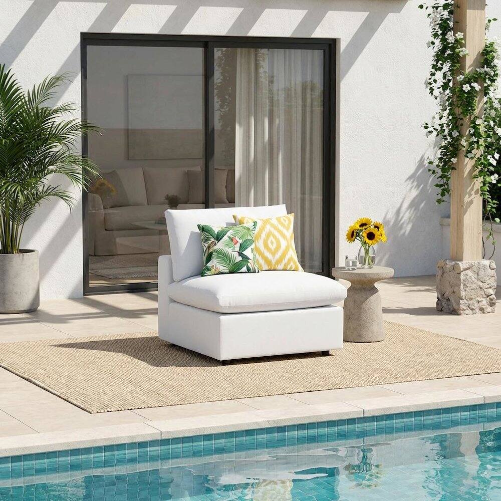 Angle. Outdoor Escape - Outdoor Patio Armless Lounge Chair With Sturdy Frame, Weather-Resistant Design - White.