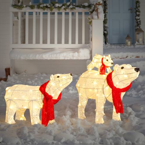 Alt View 7. Winado - 3 PCS Christmas Decoration 27.5in White Polar Bear Family for In/Outdoor Holiday - White.