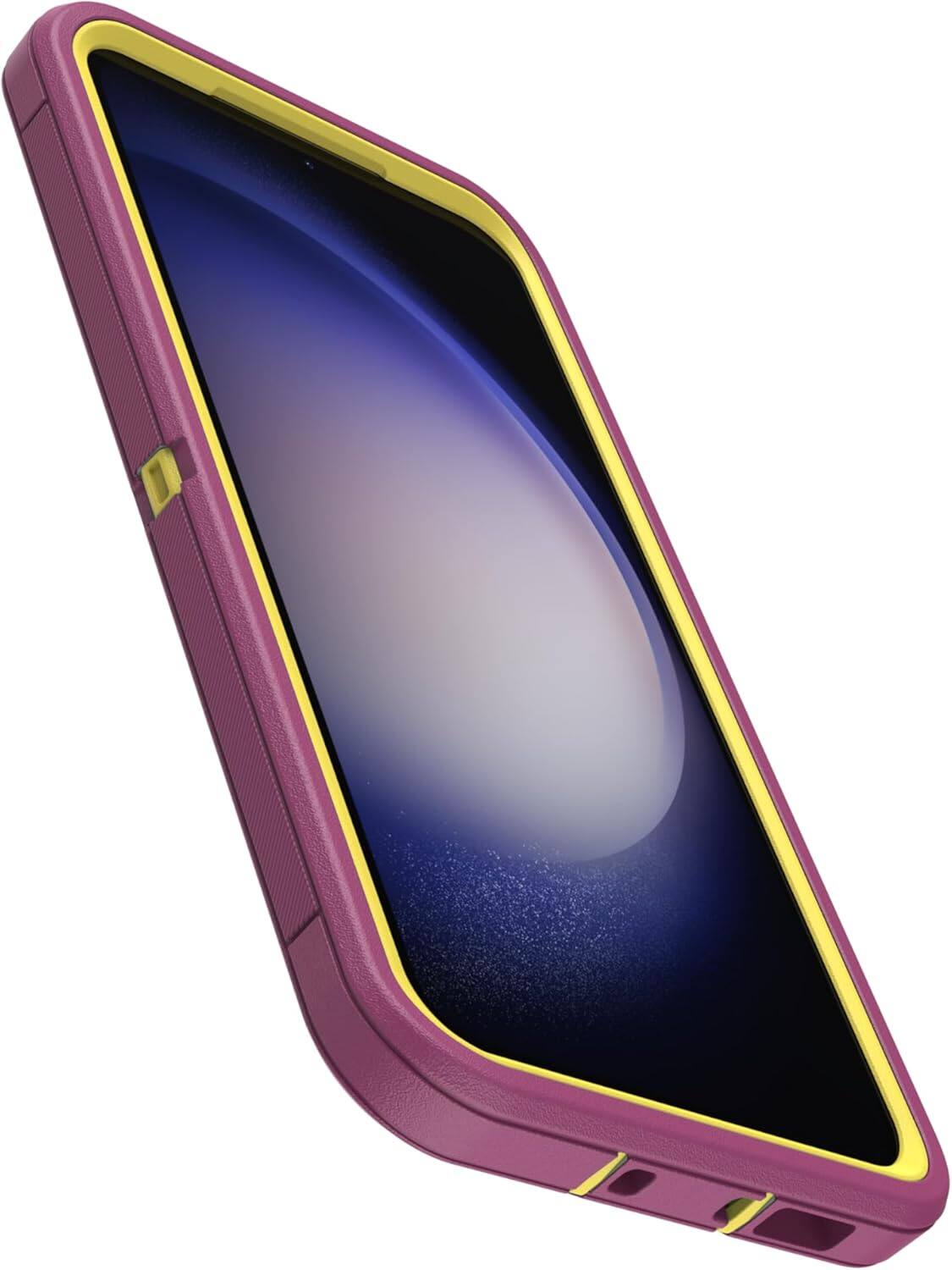 Left. OtterBox - OtterBox Galaxy S23+ (Only) - Defender Series Case - Holster Clip Included - Rugged & Durable - with Port Protection - Carnival Glow (Pink & Yellow).