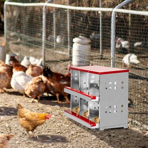 Alt View 8. Winado - 6 Holes Chicken Nesting Boxes Hen Laying Garden Rollout Egg Collection for Outdoor - Red.