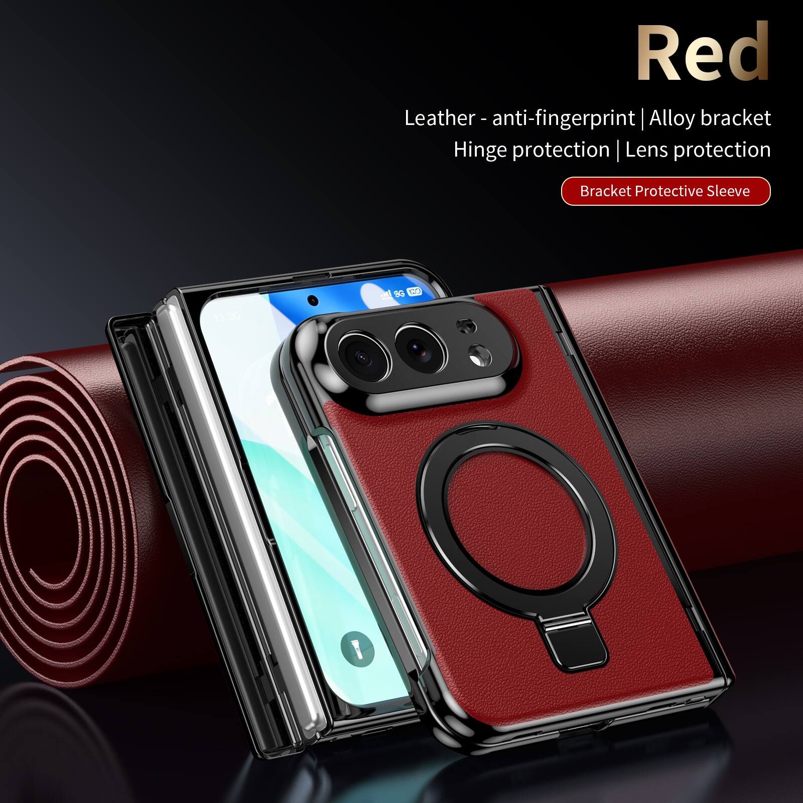 Red Leather - anti-fingerprint | Alloy bracket Hinge protection | Lens protection

Bracket Protective Sleeve