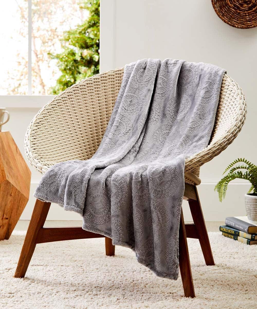Noble House - Super Comfy and Cozy Caesar 50" X 60" Microplush Throw Blanket - Gray