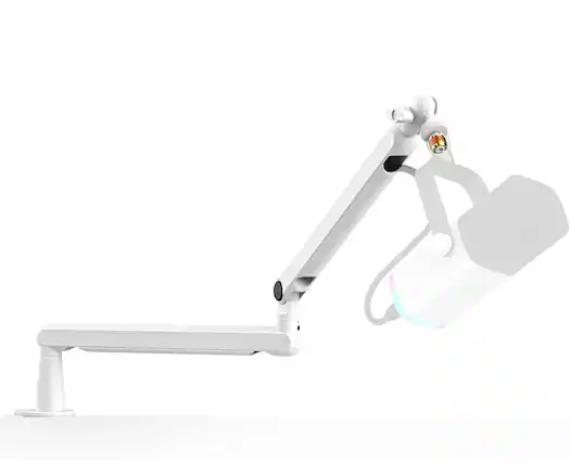 Front. FINEAK - Adjustable Low Profile Microphone Boom Arm for Streaming & Gaming-White - White.