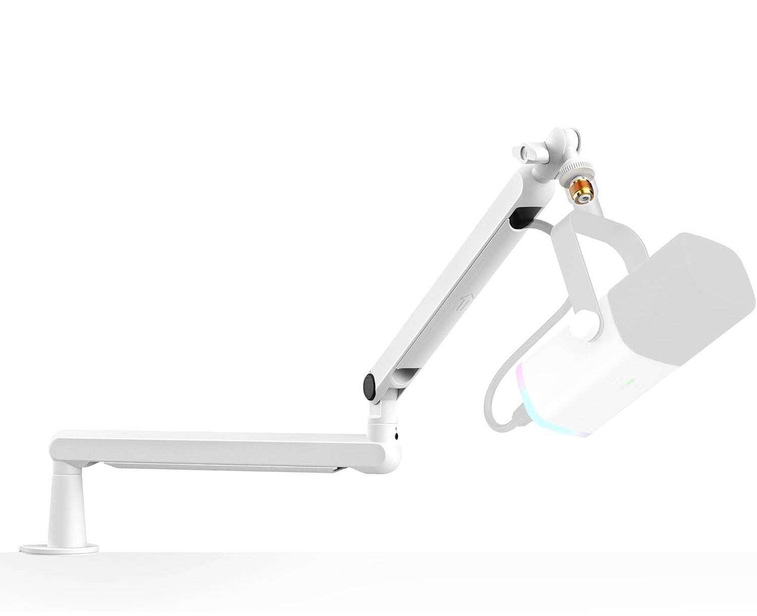 Front. FINEAK - Adjustable Low Profile Microphone Boom Arm for Streaming & Gaming-White - White.