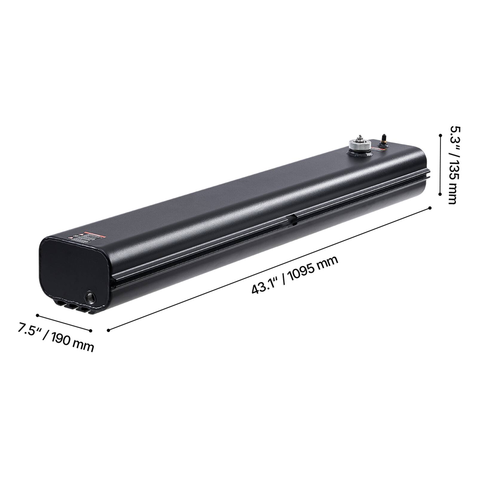 5.3" / 135 mm  
43.1" / 1095 mm  
7.5" / 190 mm