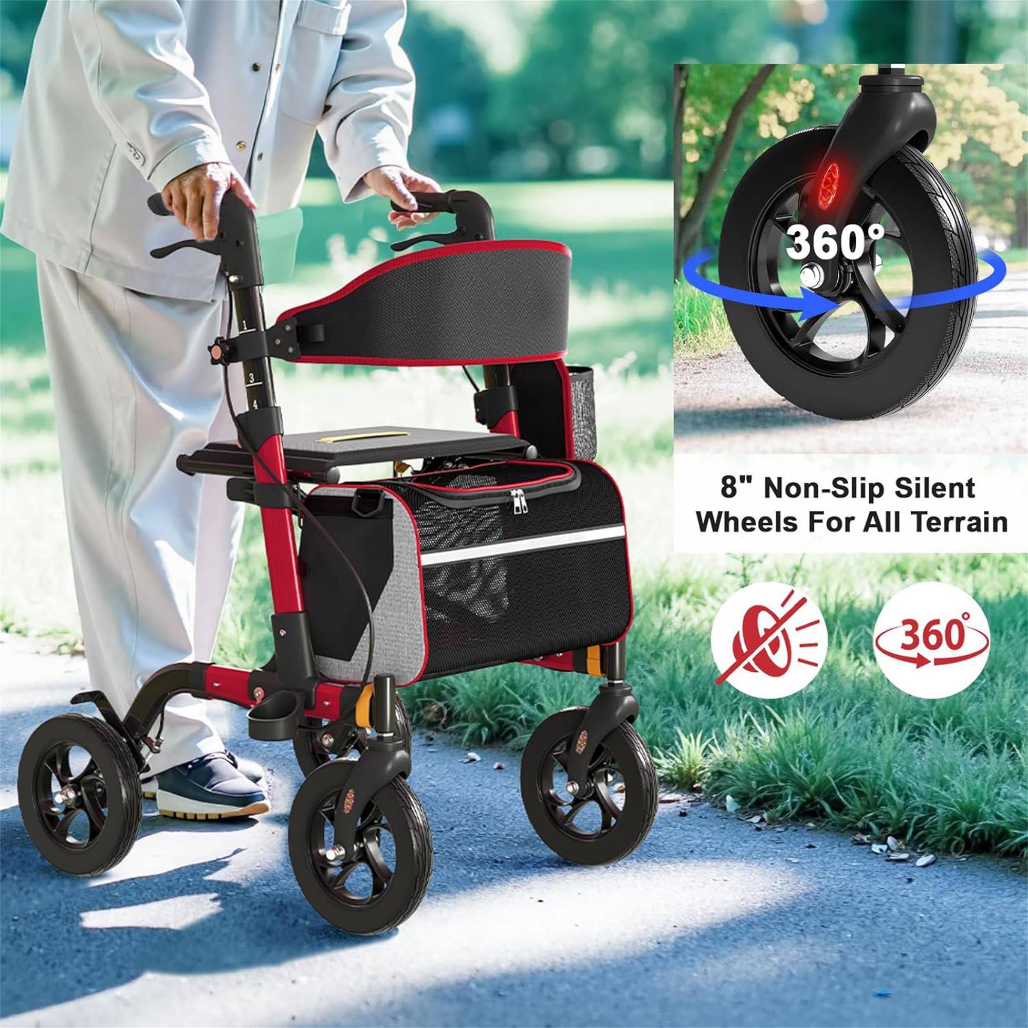8" Non-Slip Silent Wheels For All Terrain