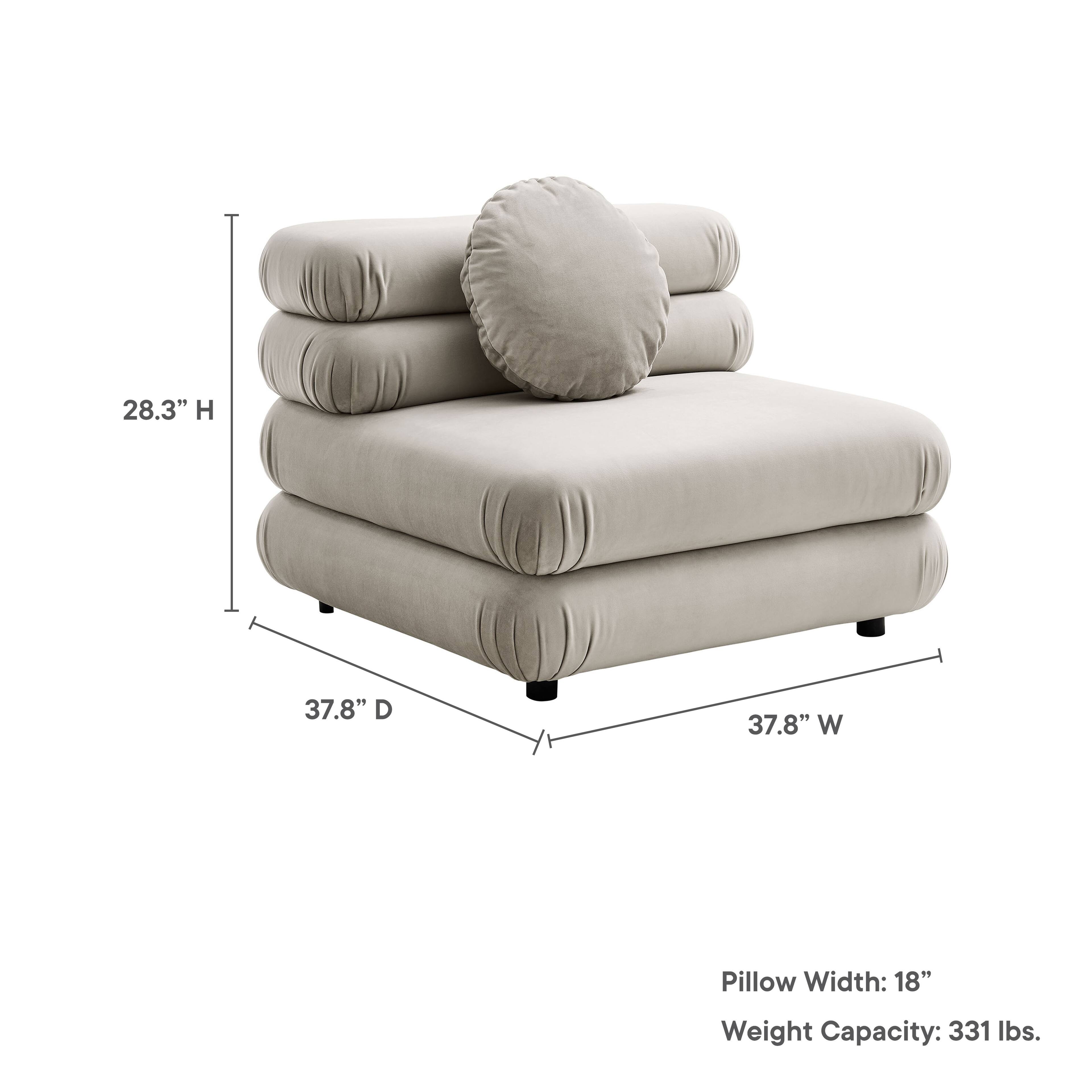 28.3" H 37.8" D 37.8" W Pillow Width: 18" Weight Capacity: 331 lbs.