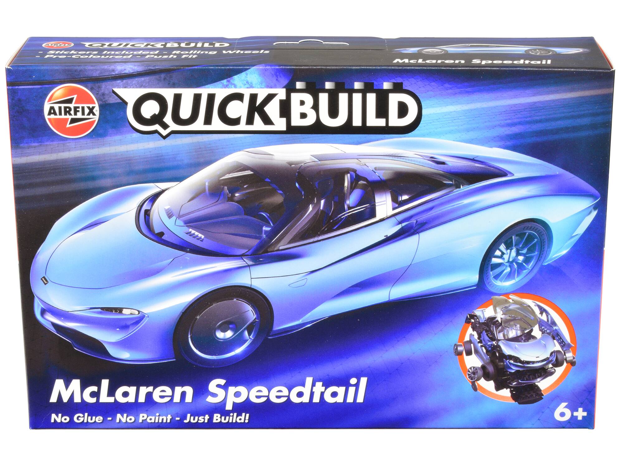 QUICKBUILD  
McLaren Speedtail  
No Glue - No Paint - Just Build!  
6+  

AIRFIX  
QUICKBUILD  
- No Glue  
- No Paint  
- Pre-Coloured  
- Rolling Wheels