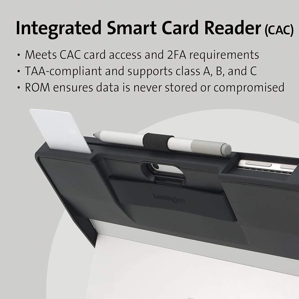Integrated Smart Card Reader (CAC)

- Meets CAC card access and 2FA requirements
- TAA-compliant and supports class A, B, and C
- ROM ensures data is never stored or compromised