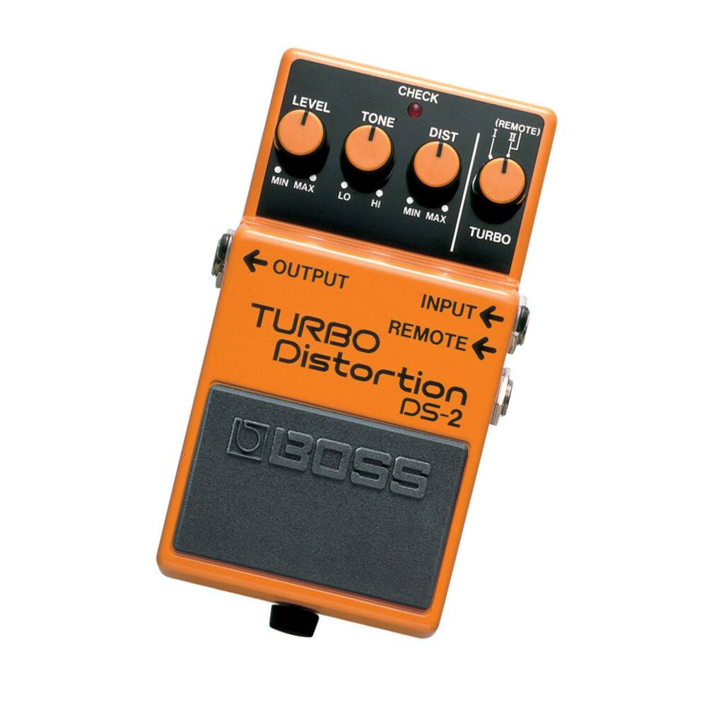 LEVEL CHECK TONE DIST (REMOTE) II MIN MAX LO HI MIN MAX TURBO OUTPUT INPUT TURBO REMOTE Distortion DS-2 UBOSS