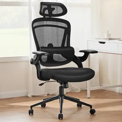 Front. AENKYO - Desk Chair Office Chair Computer Chair with Adjustable Height and 120°Tilt &Adjustable Lumbar Support & Headrest - Gray.