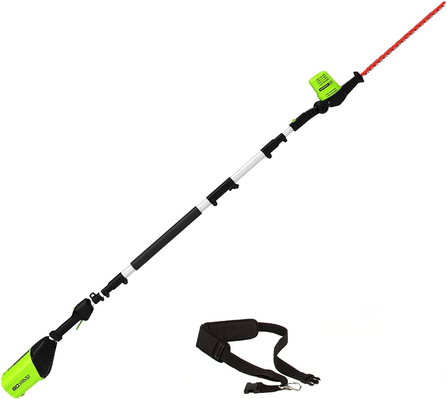 Greenworks - 20-Inch 80V Cordless Pole Hedge Trimmer, Battery Not Included PH80B00 - Green