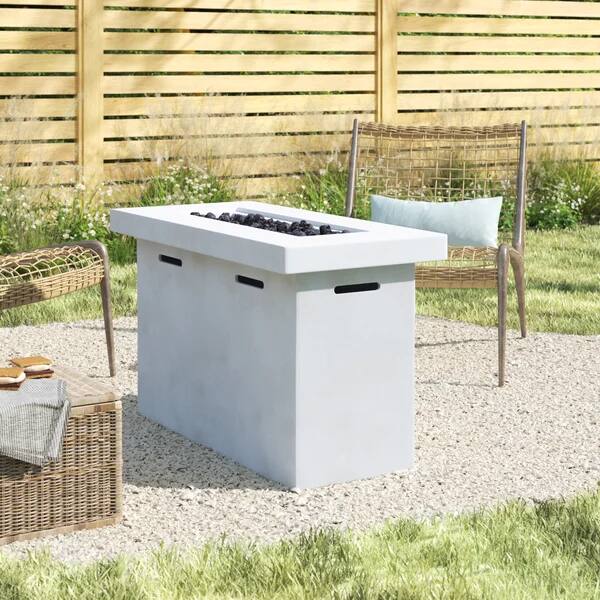 Front. TinyHomie - 25 H x 42 W Fiber Reinforced Concrete Propane Fire Pit Table.
