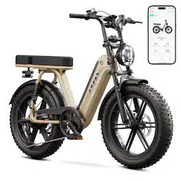 TST GRP - 20" Fat Tire Electric Bike for Adults,1500W Peak Motor E Bike with 48V 15Ah Battery - Khaki