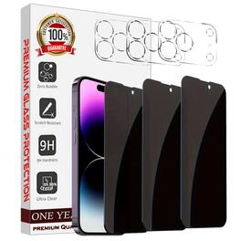 Entronix - Anti-Spy Privacy Screen Protector & Camera Lens Protector Compatible with iPhone 17 Pro Max - 6-Piece Combo - Clear