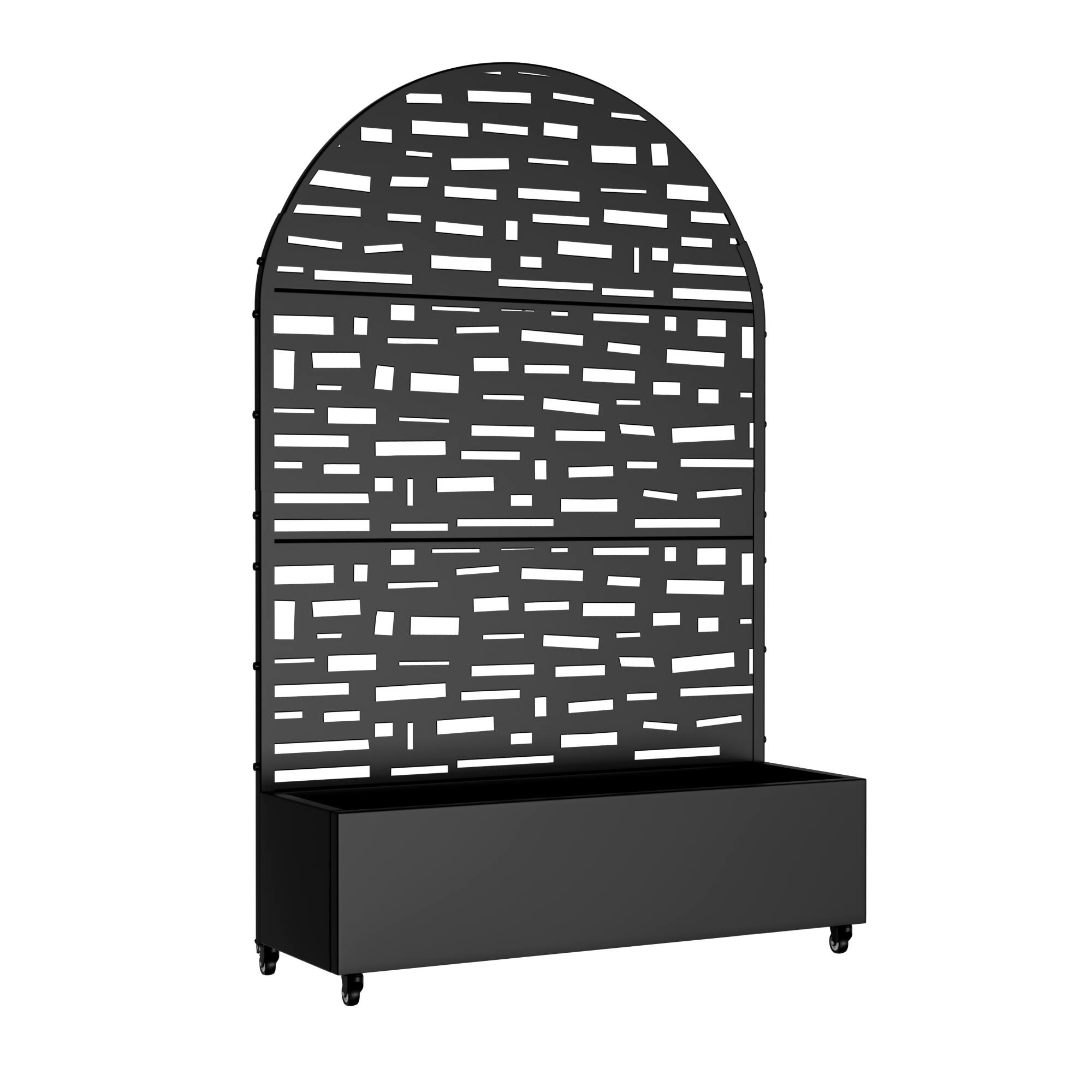 Angle. PexFix - 72 in. H x 47 in. W Gerald Pattern Arch Metal Planter Box Raised Garden Beds with Trellis-Ideal for Balcony - Black.