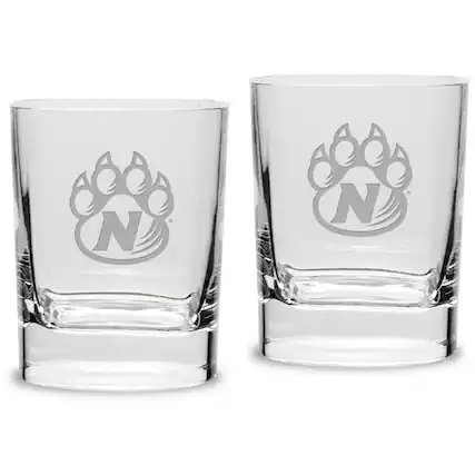 Front. Jardine - Northwest Missouri State Bearcats 11.75oz. Square Double Old Fashioned Glass Set - Multicolor.