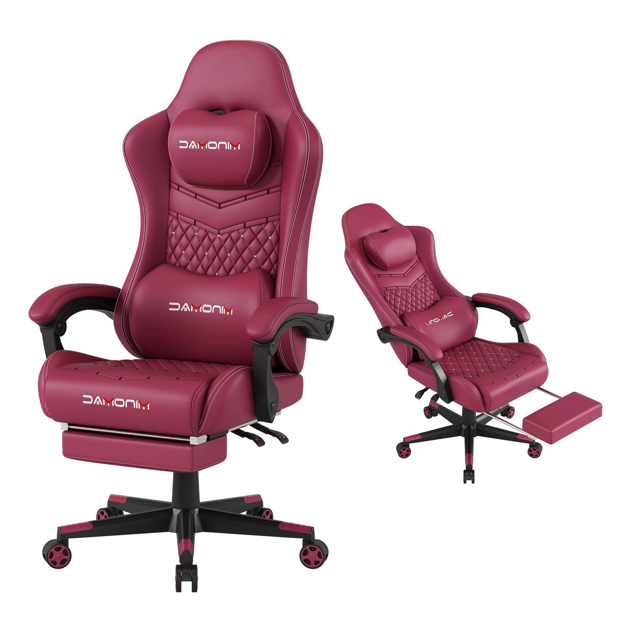 Hirose Alice - Gaming Chair,Ergonomic Computer Gaming Chair, Load-Bearing,Retractable Footrest/Waist Support/Ergonomic Bac - Red
