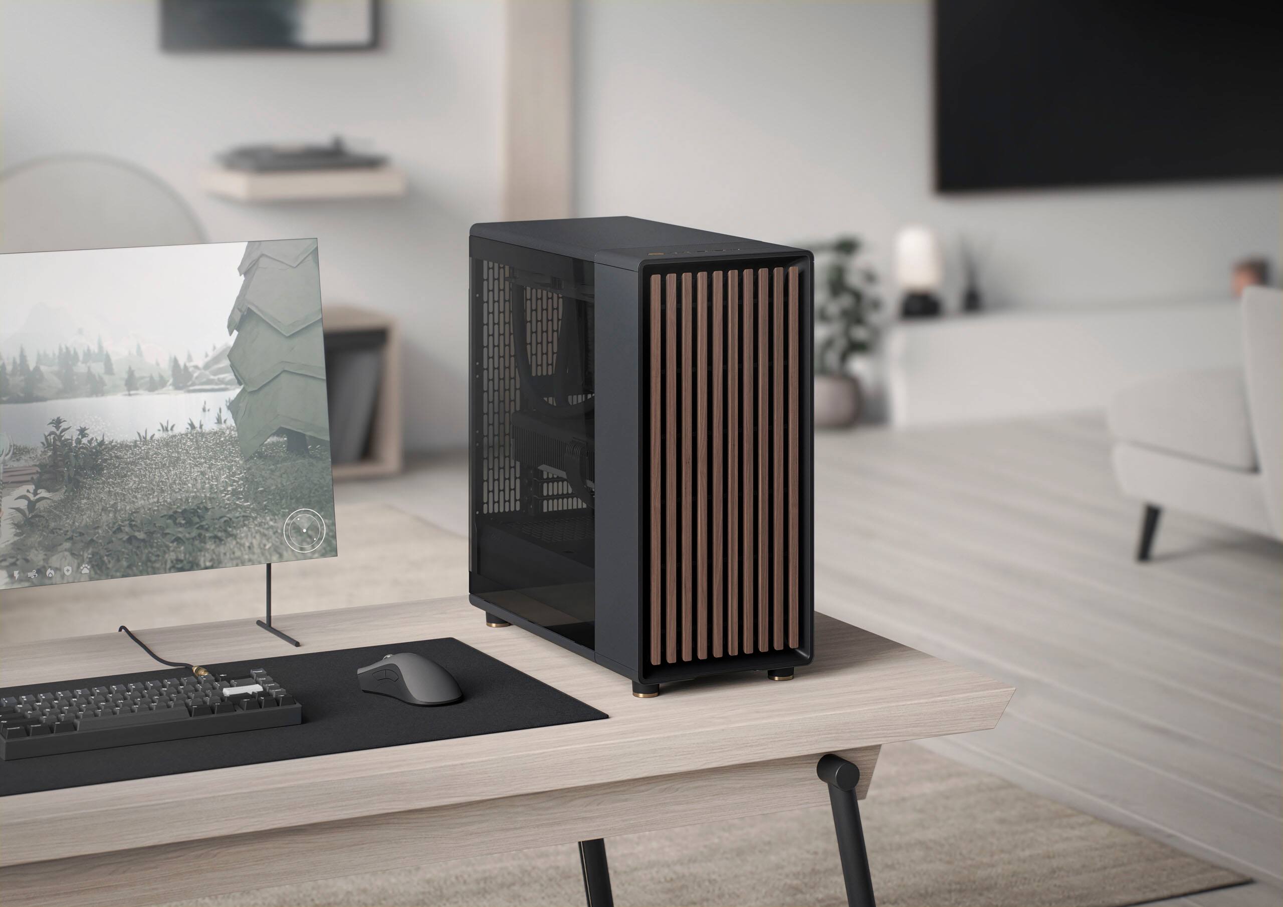 Alt View 25. Fractal Design - North Charcoal Black Chassis with Walnut Front and Dark Tinted TG Side Panel Mid-Tower PC Case - Black.