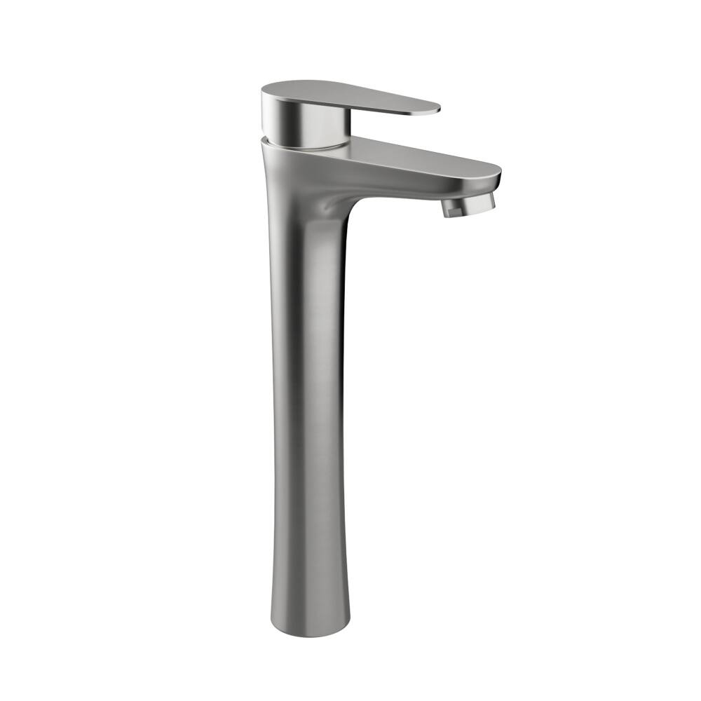 Left. JUJABU - Brushed Nickel Single Handle Tall Bathroom Sink Faucet - Brushed Nickel.