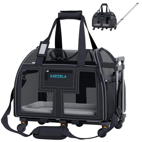 Katziela - Luxury Lorry Pet Carrier with Removable Wheels and Telescopic Handle