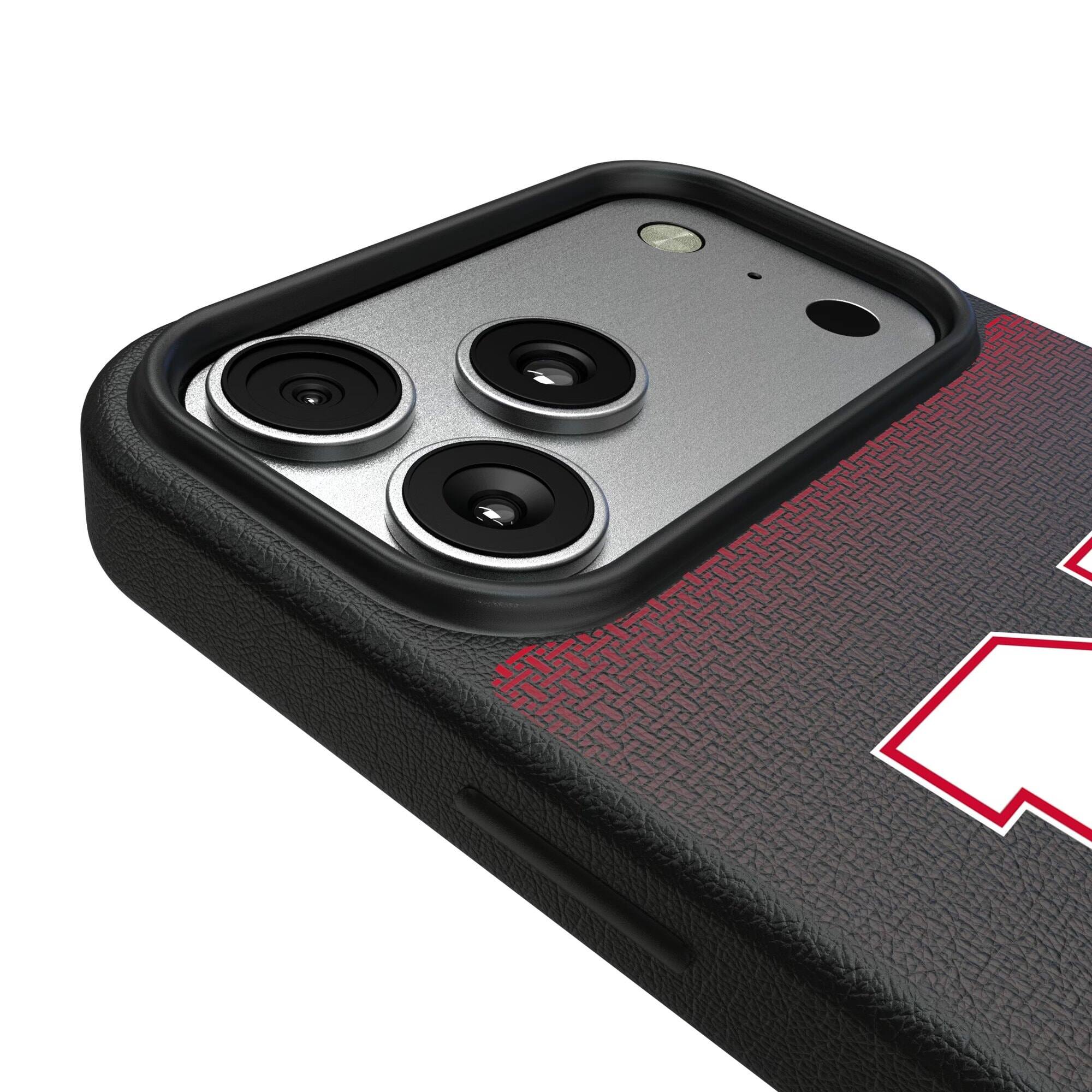 Alt View 2. Keyscaper - Nebraska Huskers Linen Logo iPhone Magnetic Bump Case - 15 Pro - Black.