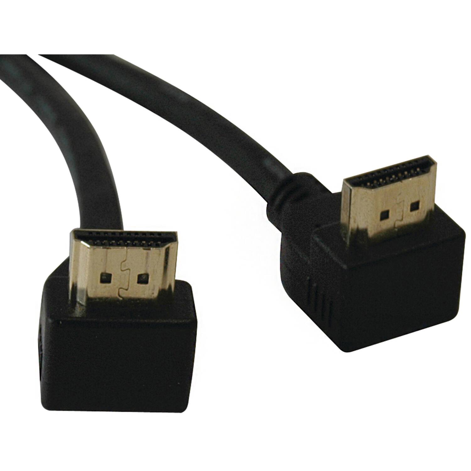 Left. Tripp Lite - Tripp Lite By Eaton 1080p Male/male High-speed Hdmi Gold Cable With Right-angled Connectors, Black, 6 Ft - Black.