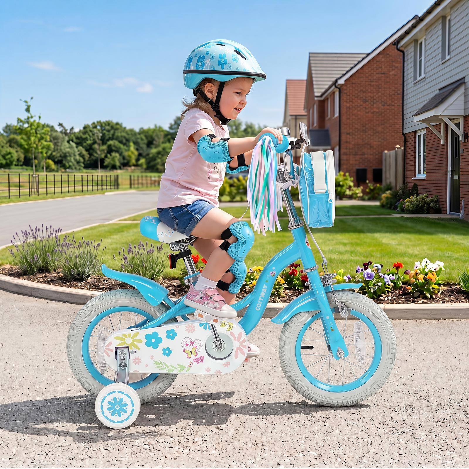 Alt View 1. Costway - Costway 12" Girls Bike with Front Bag Streamers Children Training Bicycle for 3-4 Years Old - Blue.