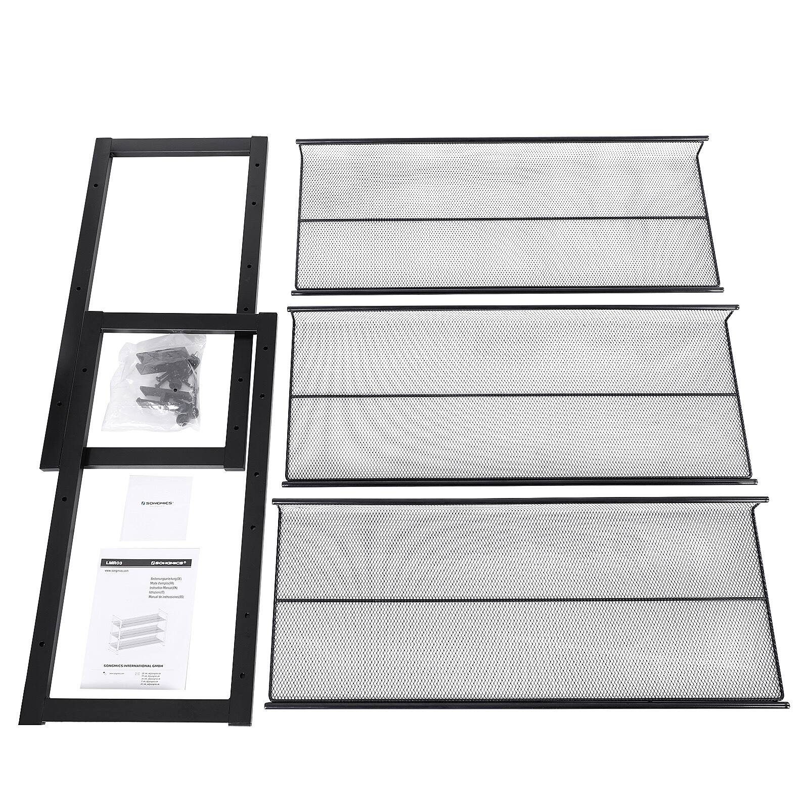 Alt View 1. Songmics Home - Shoe Rack, 3-Tier Shoe Organizer, Metal Shoe Storage for Garage, Stackable Shoe Shelf - Ink Black.