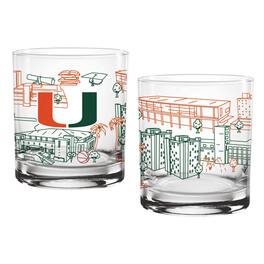 Indigo Falls - Miami Hurricanes Two-Pack 14oz. Campus Line Art Glass - Multicolor