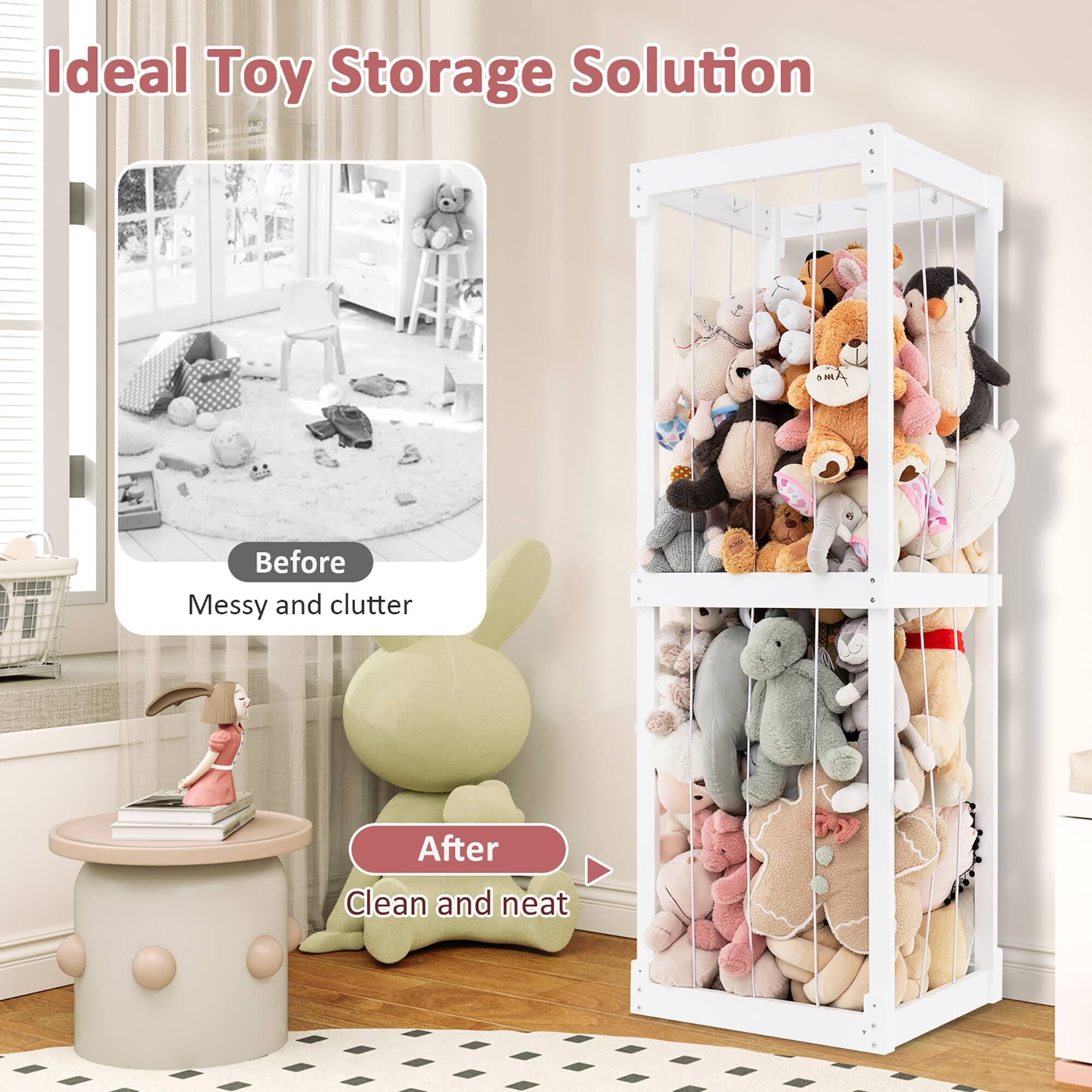 Gymax 300L Large Stuffed Animal Storage Space saving Toy Storage