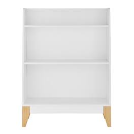 Danya B - Steiner 3-Tier Kids Freestanding Bookshelf with Contrasting Wood-Toned Legs - White