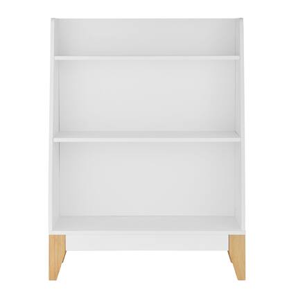 Front. Danya B - Steiner White 3-Tier Kids Freestanding Bookshelf with Contrasting Wood-Toned Legs - White.
