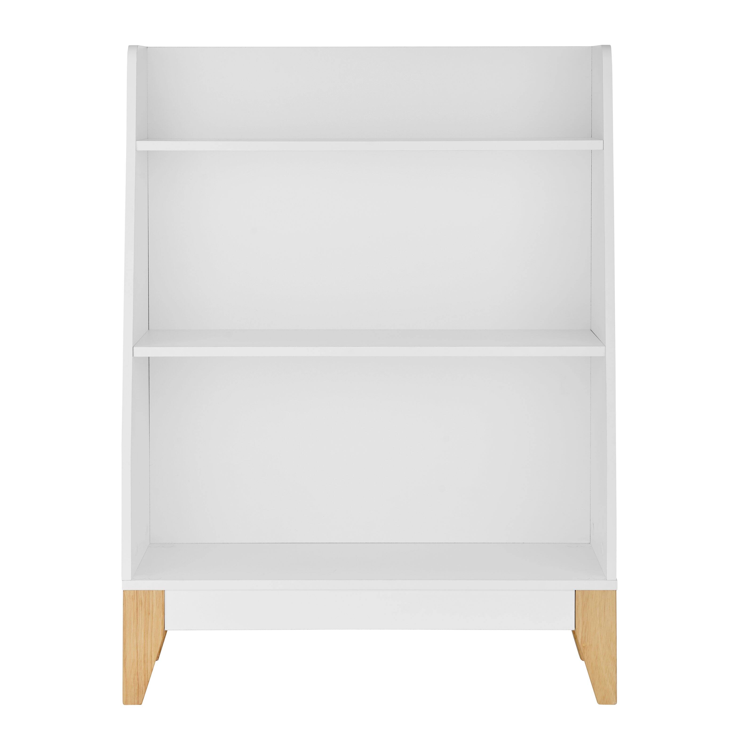 Front. Danya B - Steiner White 3-Tier Kids Freestanding Bookshelf with Contrasting Wood-Toned Legs - White.