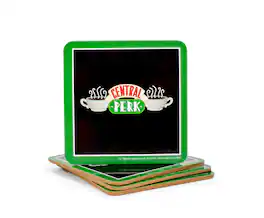 Friends - Central Perk Logo Cork Coasters | Set of 4 - Black