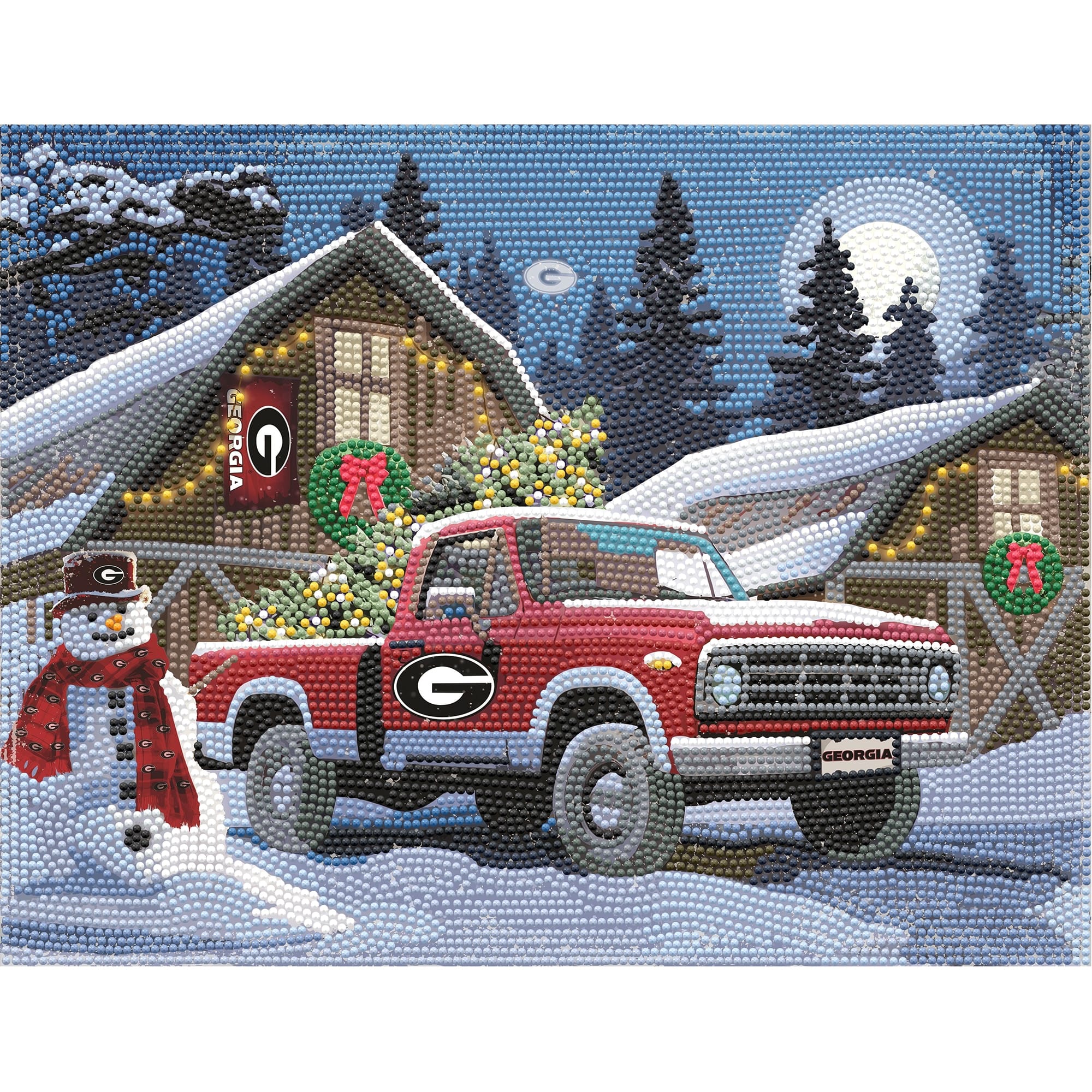 Sporticulture - Georgia Bulldogs Winter Truck Diamond Art Holiday Craft Kit - Multicolor