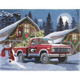 Sporticulture - Georgia Bulldogs Winter Truck Diamond Art Holiday Craft Kit - Multicolor