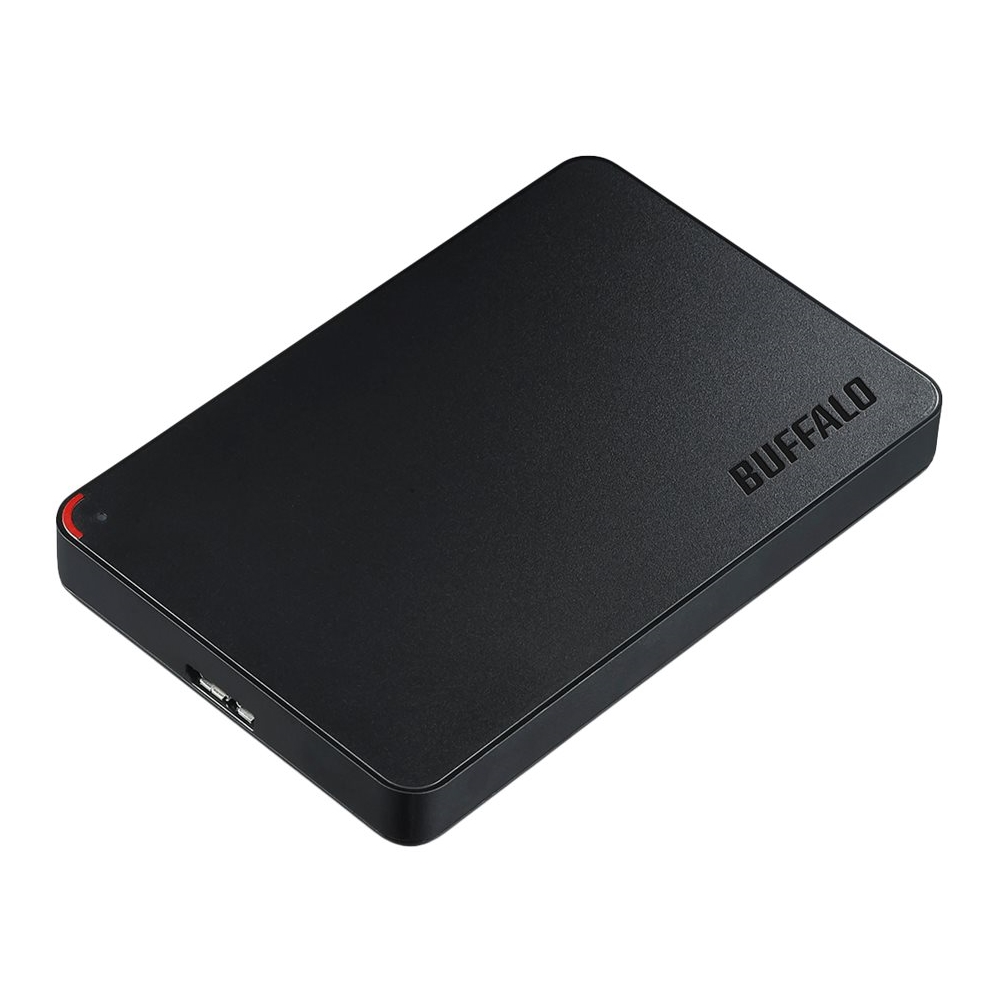 Left View: Buffalo - MiniStation 1TB External USB 3.0 Portable Hard Drive - Black