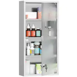 Homcom - x 24" Lockable Medicine Cabinet - Silver