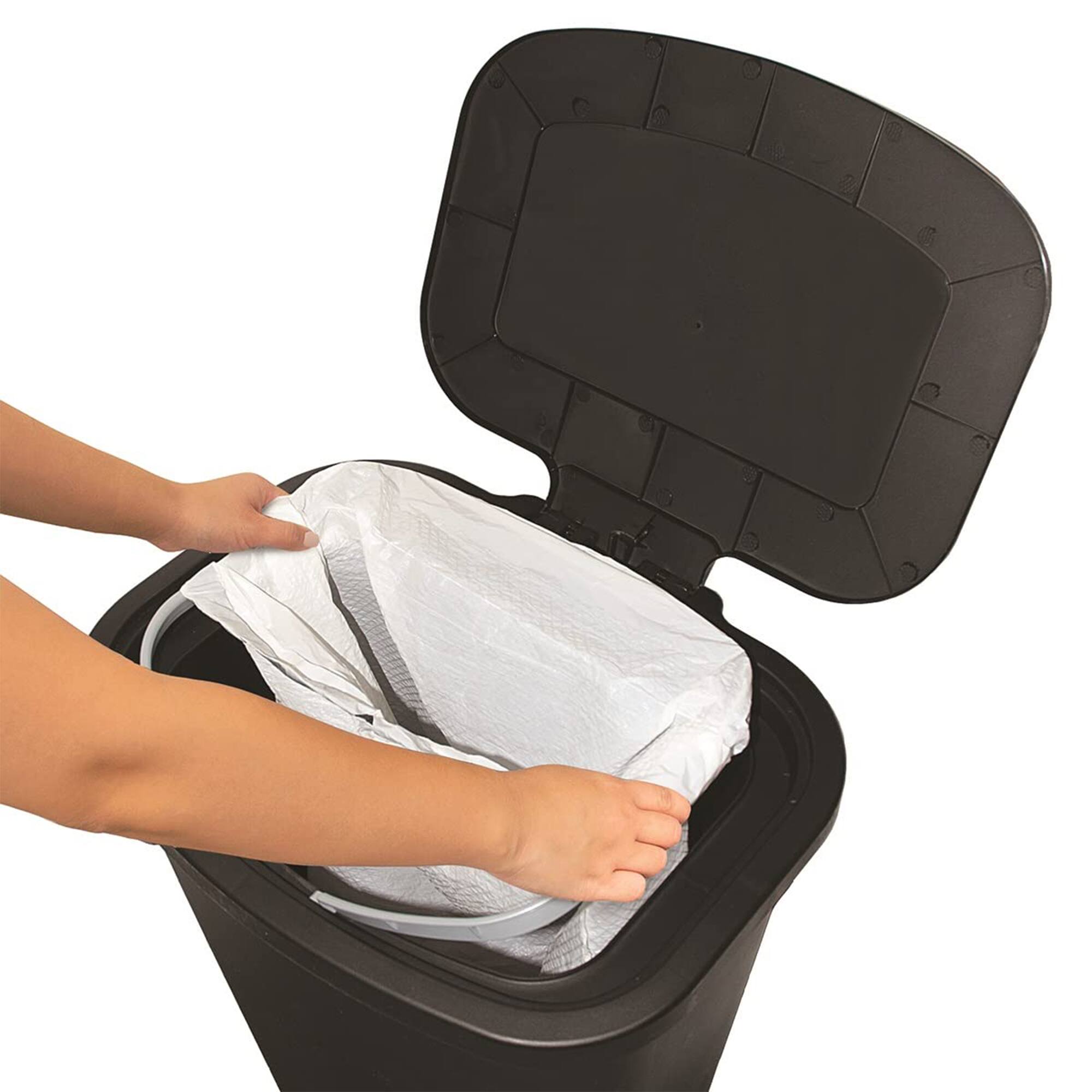 Alt View 7. Glad - Glad Kitchen Trash Can with Lid, Foot Pedal and Garbage Bag Rings, 20 Gal, Black - BLACK.