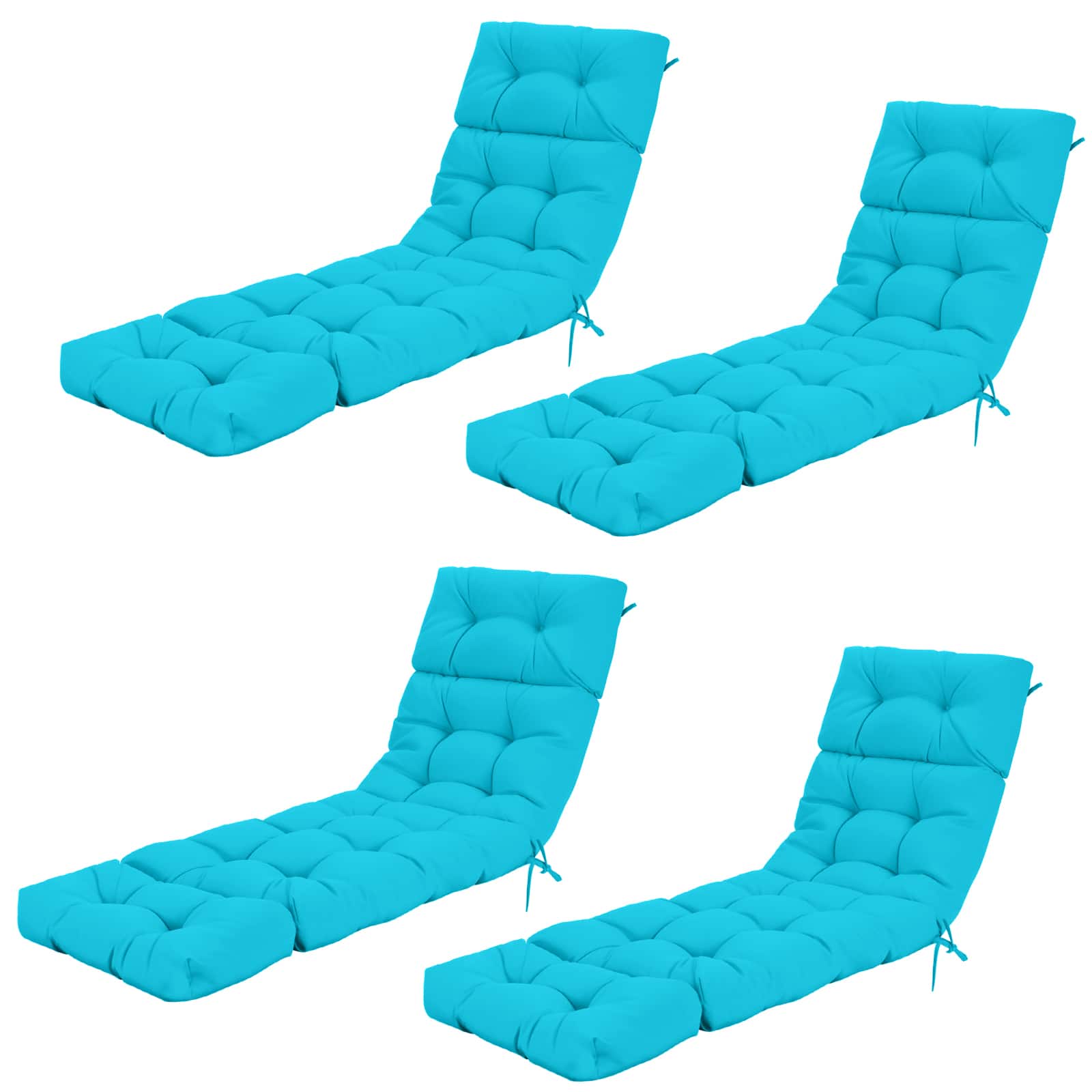 Gymax - 4PCS 73'' Lounge Chaise Cushion Padded Recliner Cushion Indoor Outdoor - Blue