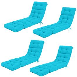 Gymax - 4PCS 73'' Lounge Chaise Cushion Padded Recliner Cushion Indoor Outdoor - Blue