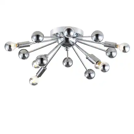 Front. Jonathan Y - Copernicus 20" 7-Light Metal LED Flush Mount, Chrome - Chrome.