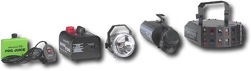 Angle Standard. American DJ - DJ Pak with Fog Machine, Strobe Light, Mini-Gressor II and Titan.