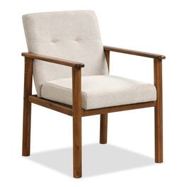 Costway - Modern Accent Chair Upholstered Linen Fabric Armchair with Solid Wood Legs - Beige