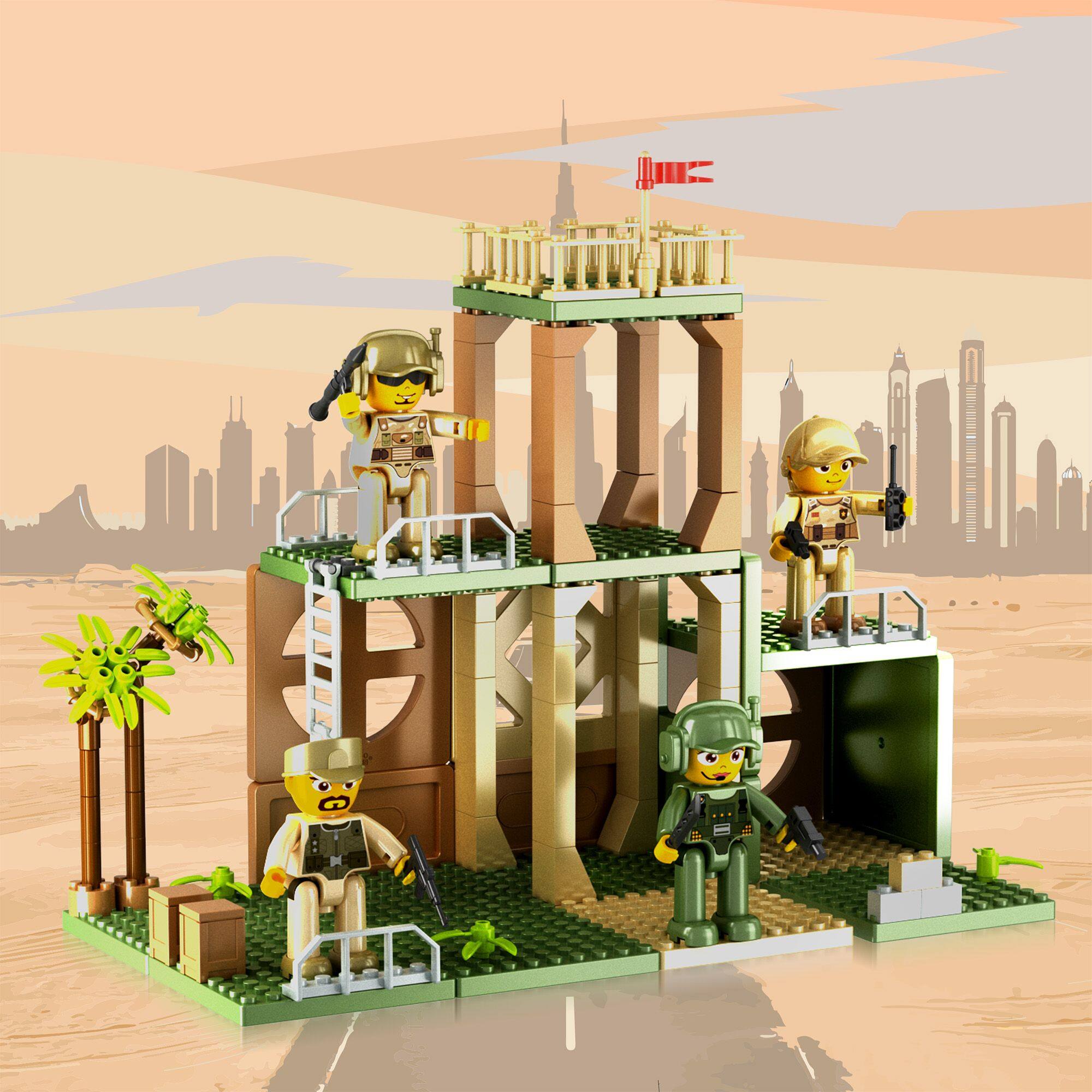 Alt View 2. PicassoTiles - PicassoTiles 186 PC Military Combat Force Theme, Magnetic Tiles and Brick Compatible for Kids 3+.