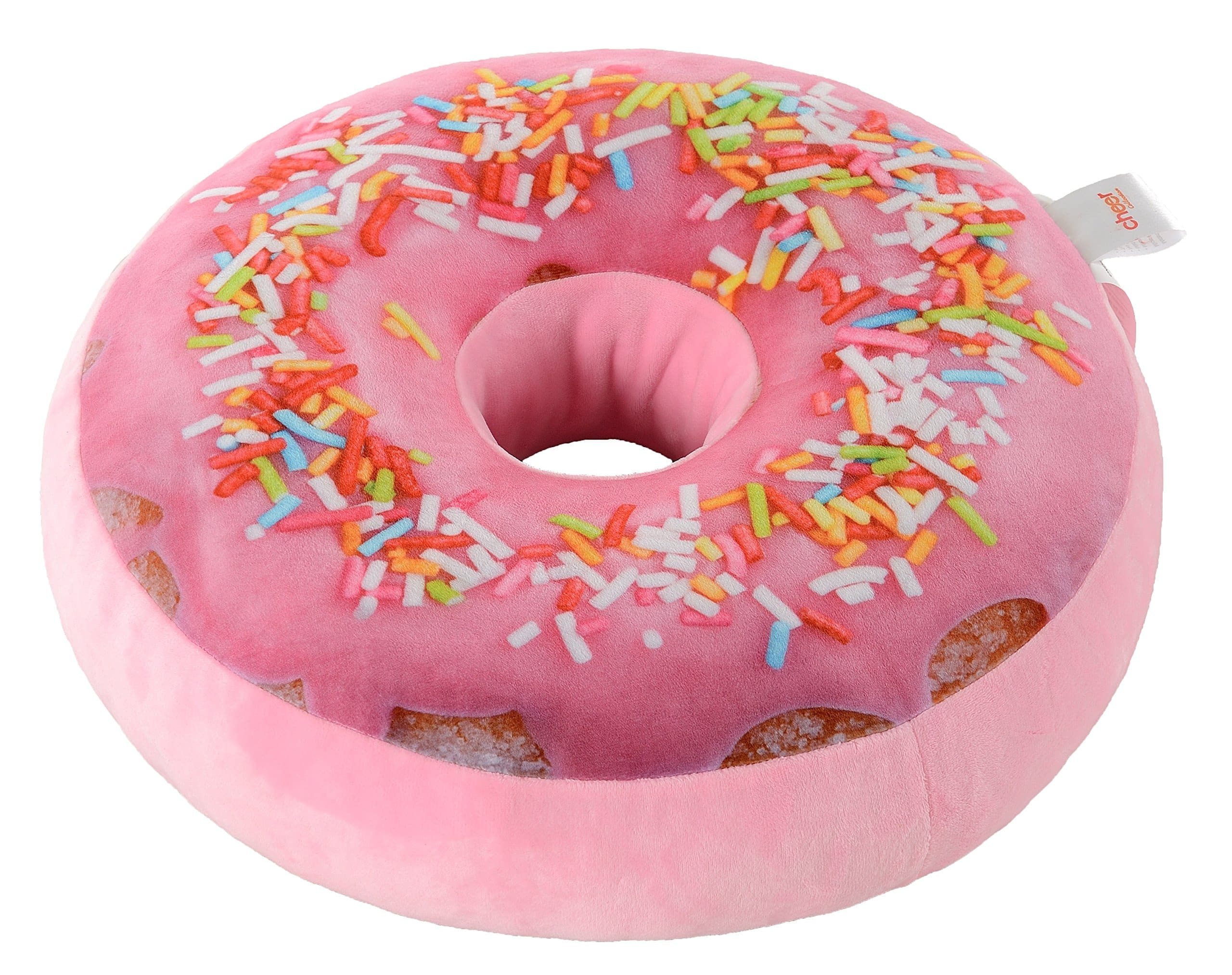Cheer Collection - Round Donut Pillow | 2-in-1 Reversible Super Soft Microplush Doughnut Pillow - Icing , Sprinkles - Rainbow