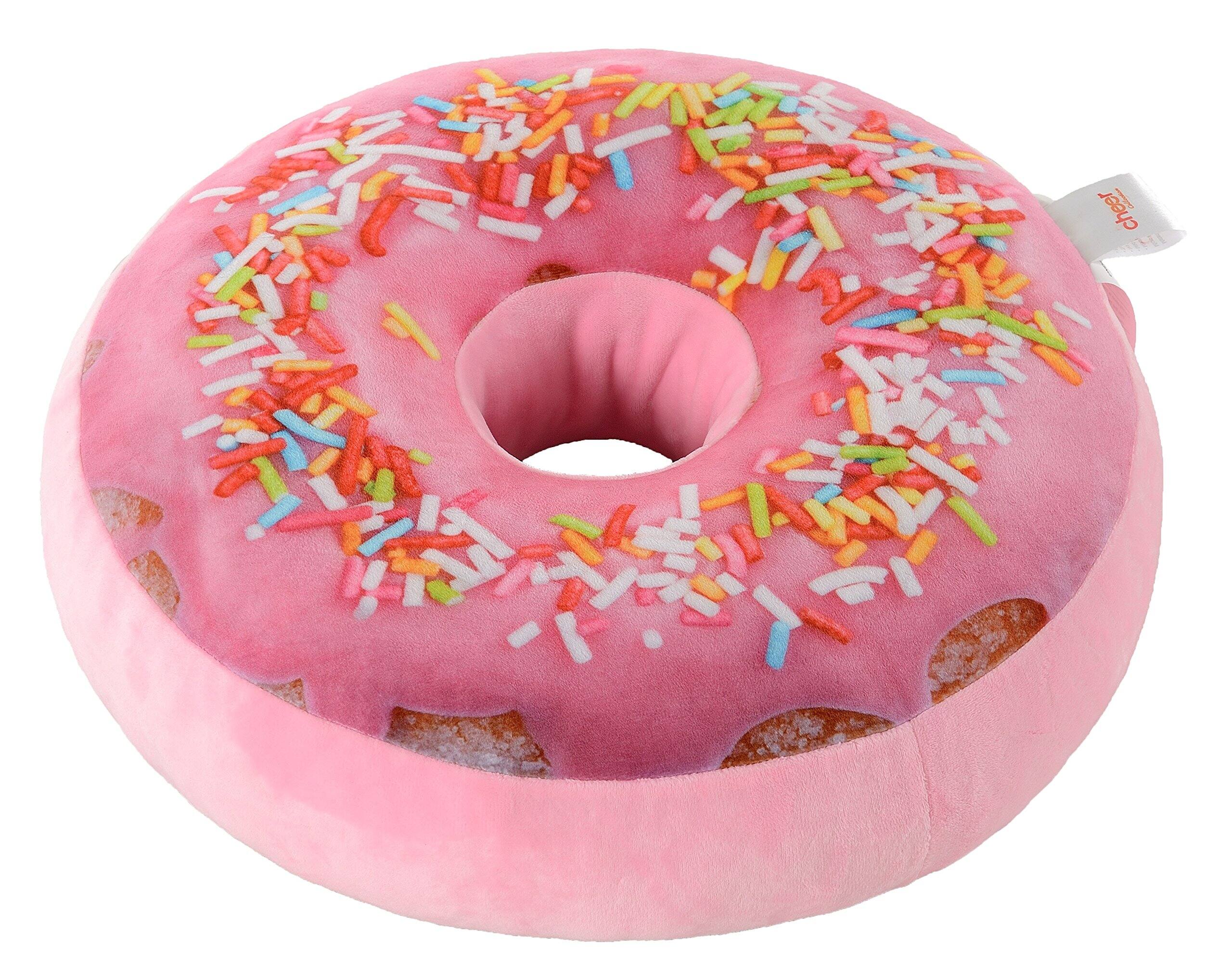 Front. Cheer Collection - Round Donut Pillow | 2-in-1 Reversible Super Soft Microplush Doughnut Pillow - Rainbow Icing , Rainbow Sprinkles - Rainbow.