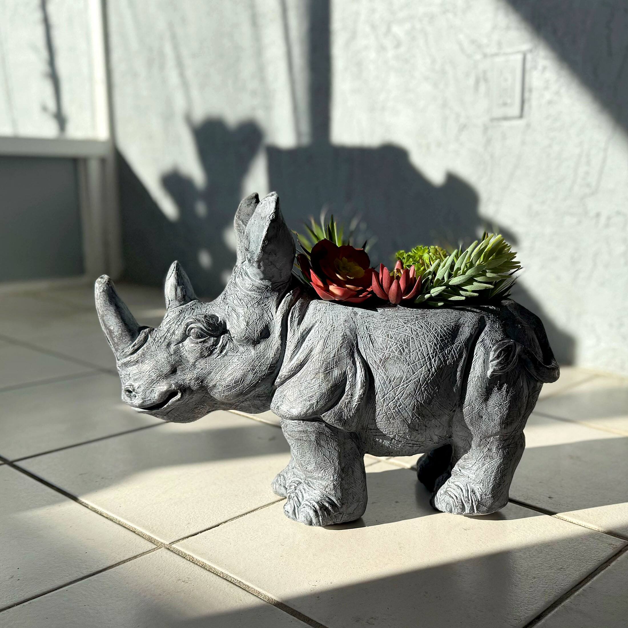 Alt View 5. Zeckos - Grey Rhino MGO Planter - 18.5" - Weather-Resistant Magnesium - Indoor/Outdoor - Grey.