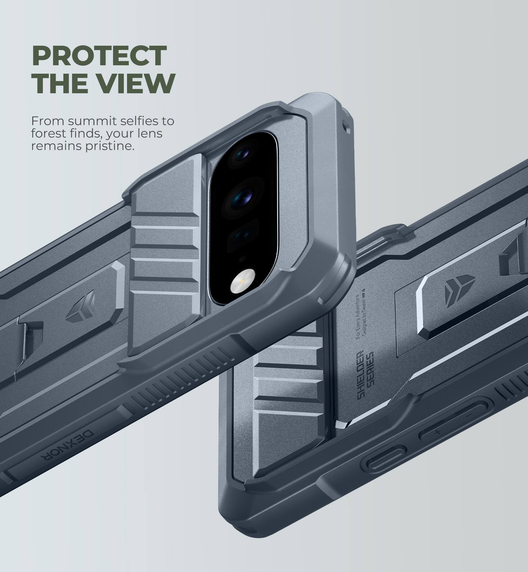 PROTECT THE VIEW  
From summit selfies to forest finds, your lens remains pristine.  
DEXNOR  
SHIELDER SERIES